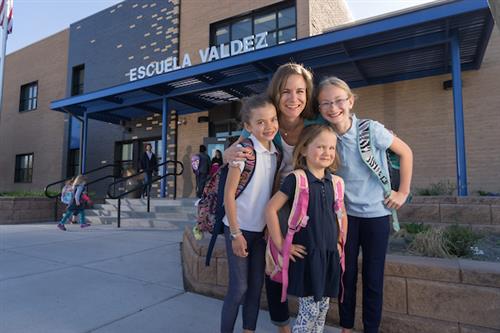 Students and parent at Valdez 